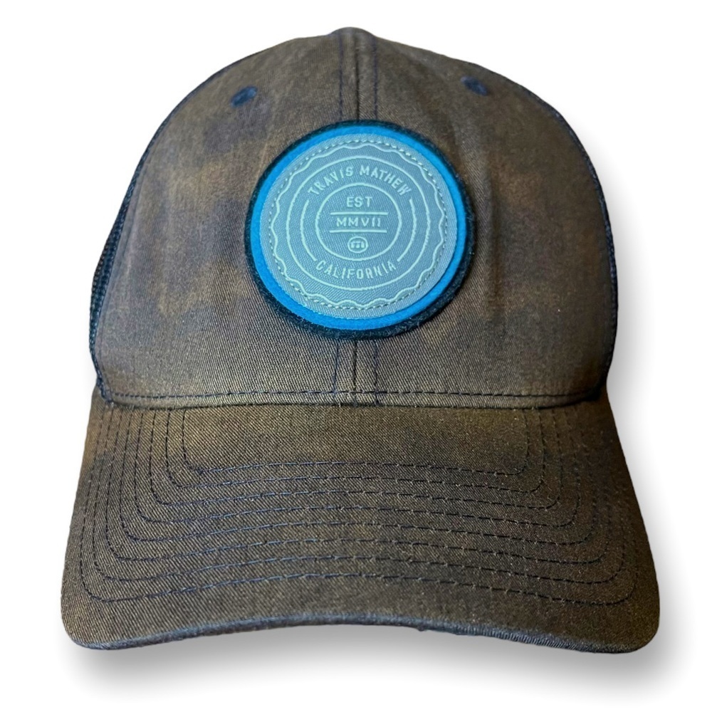 Travis Mathew Golf Mesh Snap Back Cap Hat Brown Distressed Sun Faded OSFM